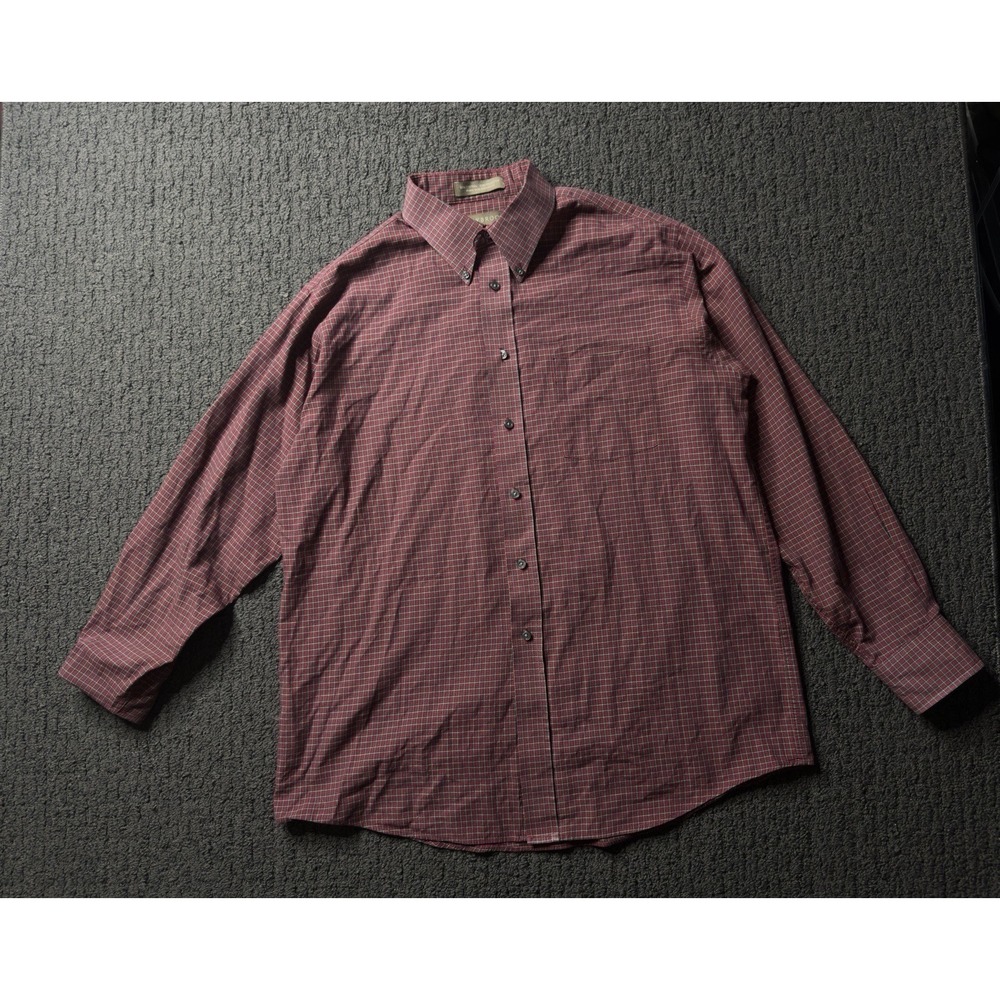 Claybrooke Outdoors Men's Maroon Cotton Long Sleeve Button-Down Shirt Size L